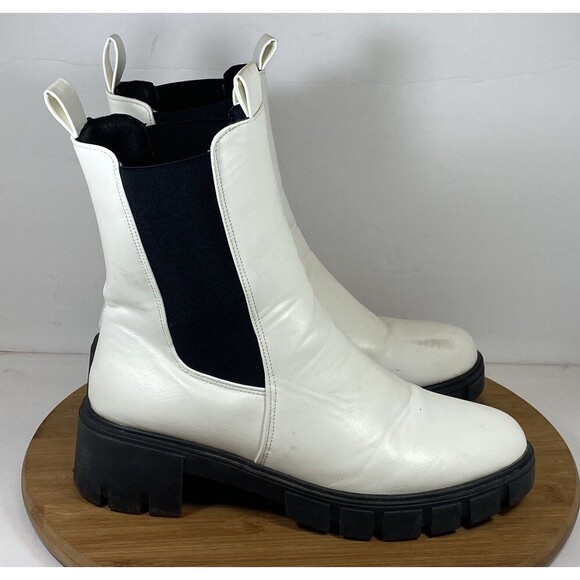 Qupid Women’s Size 8 Black And White Pull On Combat Boots - Picture 2 of 5